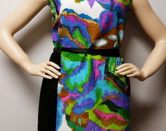 Vintage 60's Colorful MOD Sleeveless Top Sz Large
