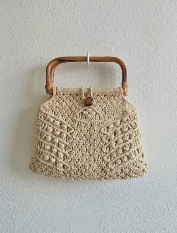 Vintage Macrame Crochet Purse 80s Bag Clutch by xanaduvintage