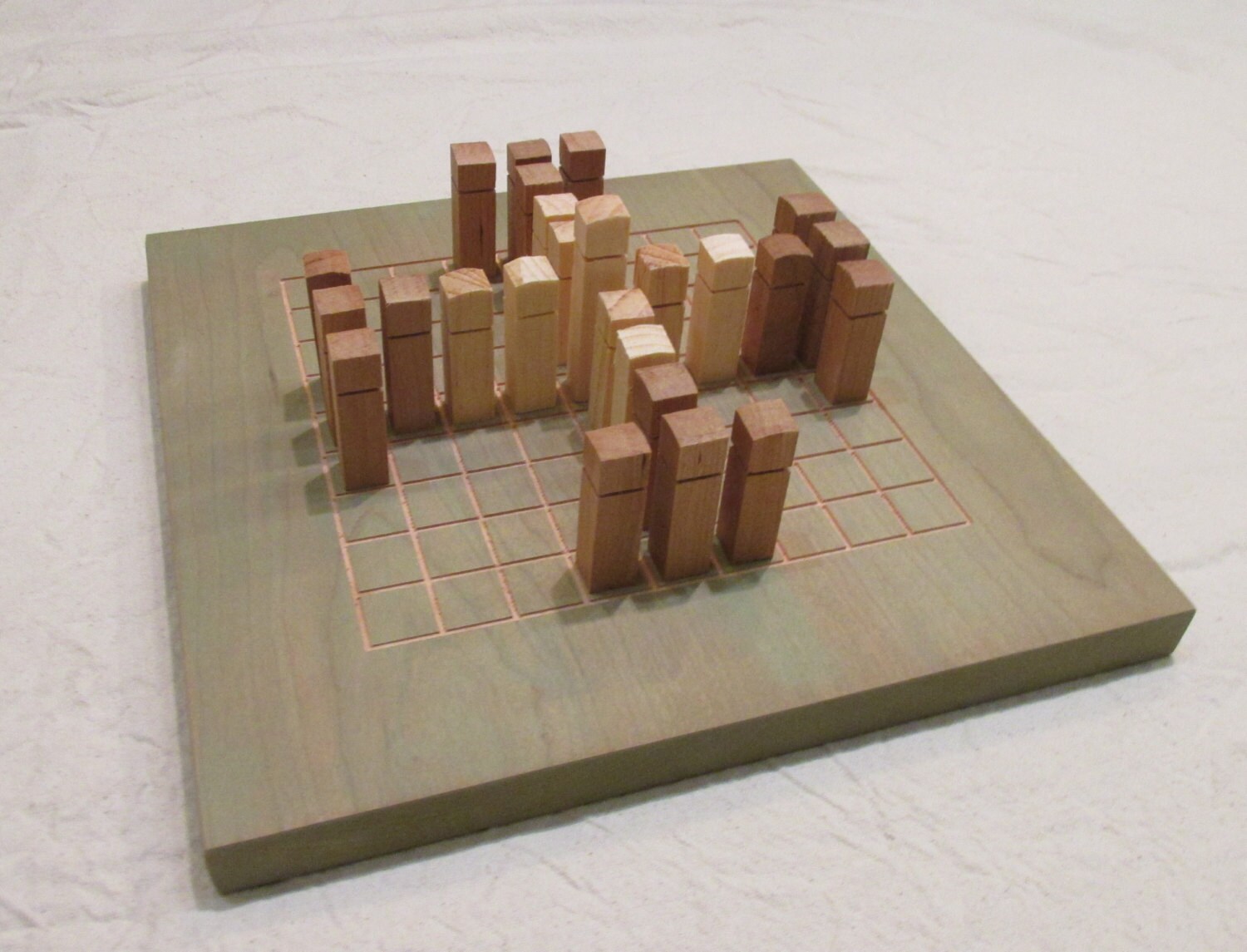 Tablut Game solid wood Cherry board playing piecesViking