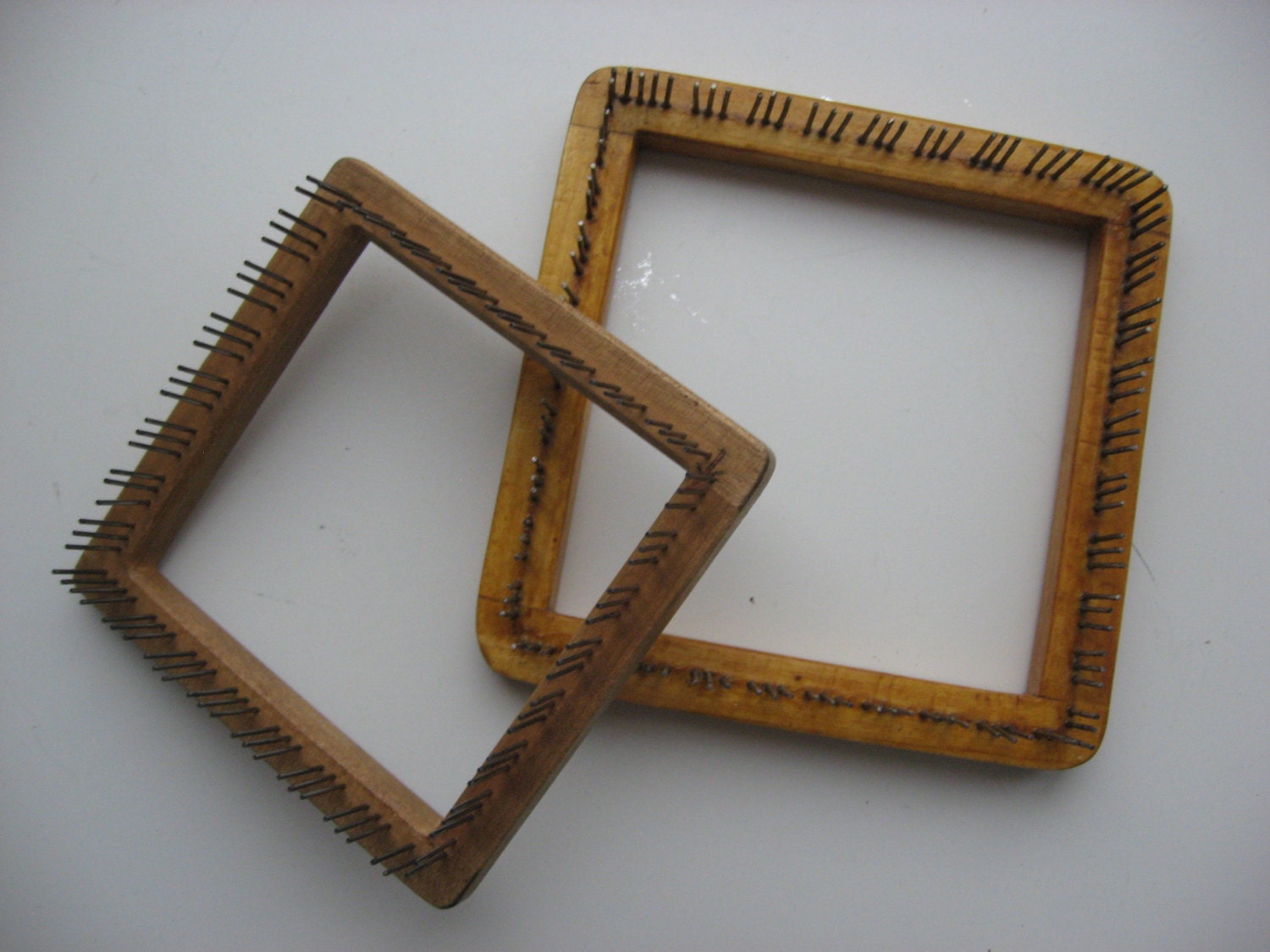 2 Vintage Wooden Hand Looms for Arts and Crafts