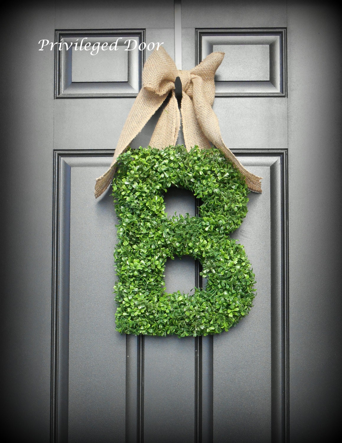 Letter Wreath. XL Faux Boxwood Wreath. Boxwood By PrivilegedDoor