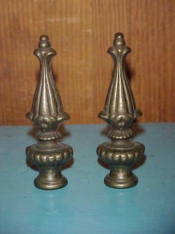 Vintage Pair 3.5 Inch Brass Lamp Finials 1960s Home Decor