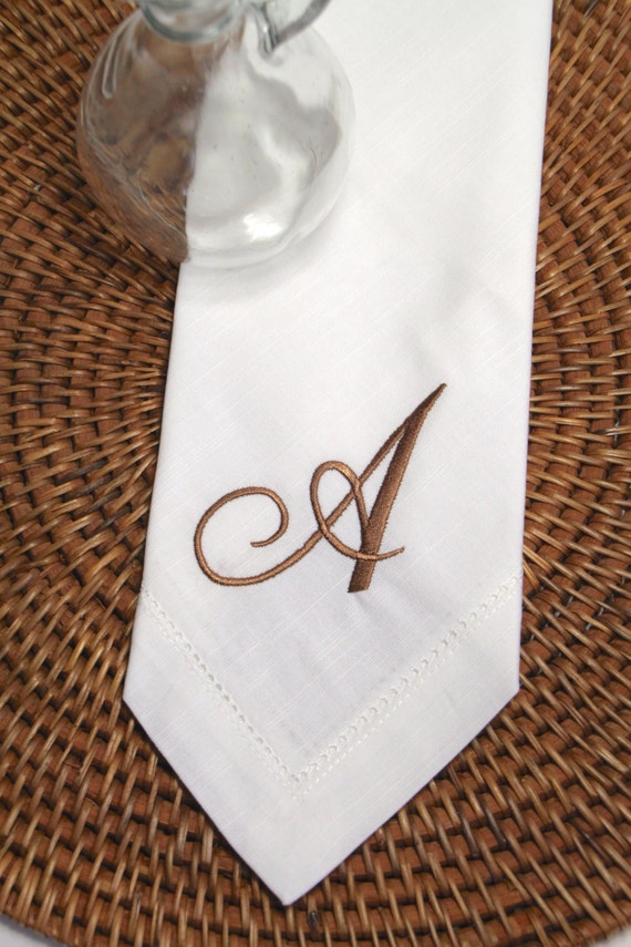Monogrammed Cloth Napkins Large Script by WhiteTulipEmbroidery