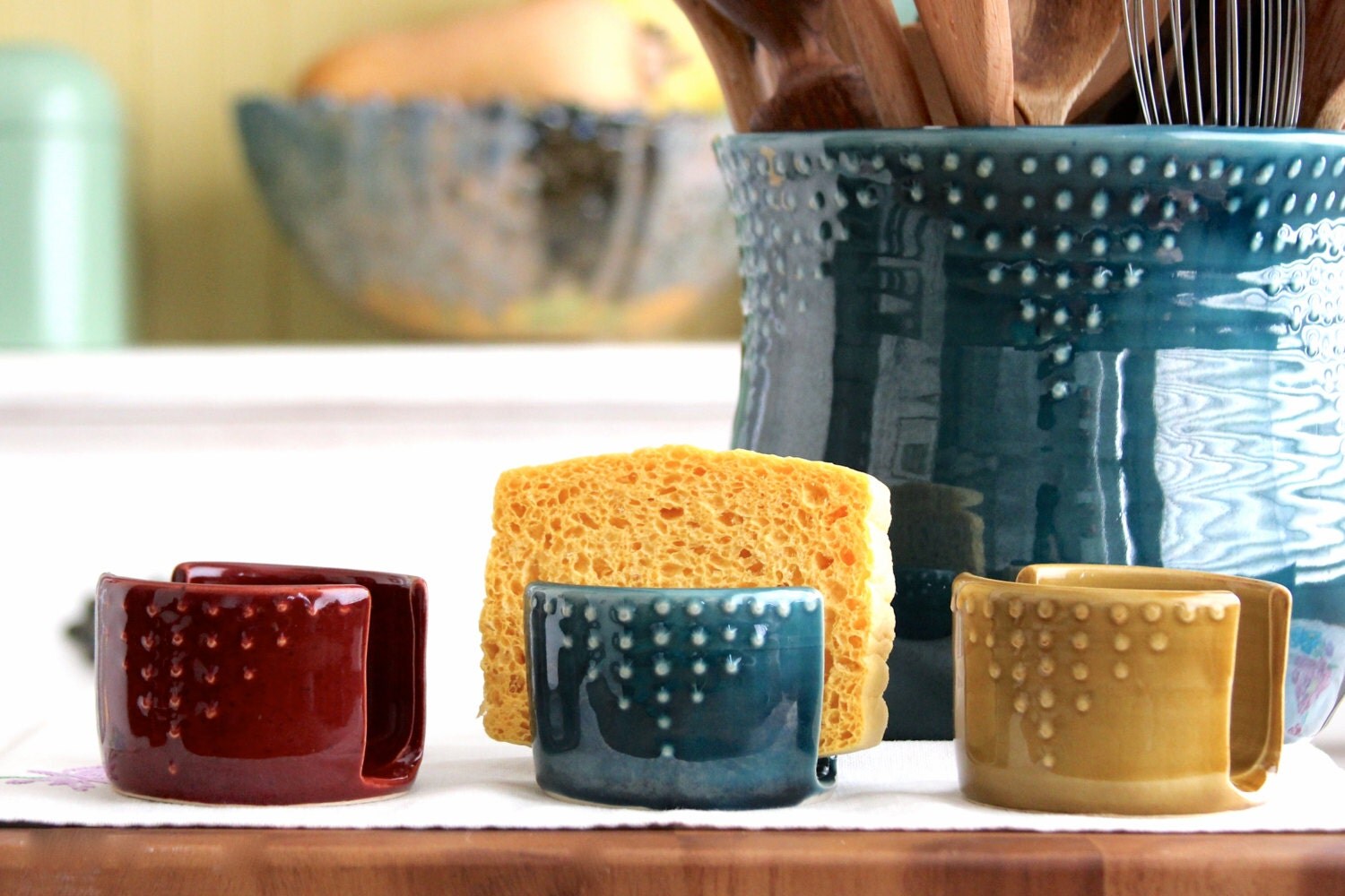 Kitchen Sponge Holder Custom Color Choice Dot Design