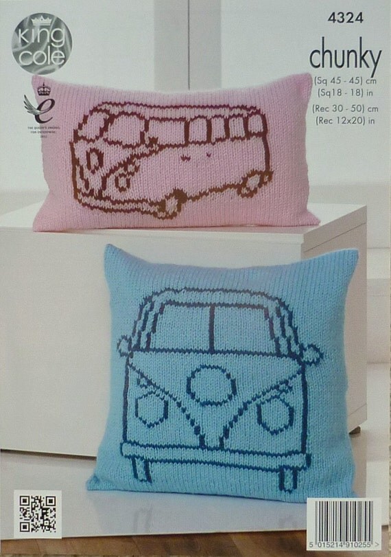 Cushion Knitting Pattern K4324 VW Campervan by KnittingPatterns4U
