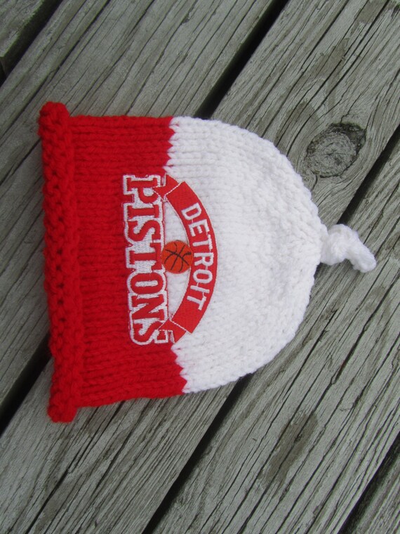 Items similar to DETROIT PISTONS Hand Knit Baby Hat Detroit Tigers Baby Hat Michigan Hand