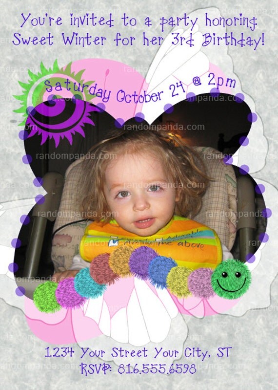 Personalize Butterfly Invitation, Butterfly Baby Announcement, Caterpillar Invite Il_570xn