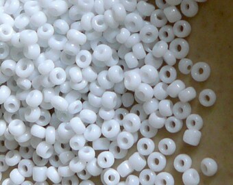 11/0 Opaque White Glass Seed Beads - Item # W110B