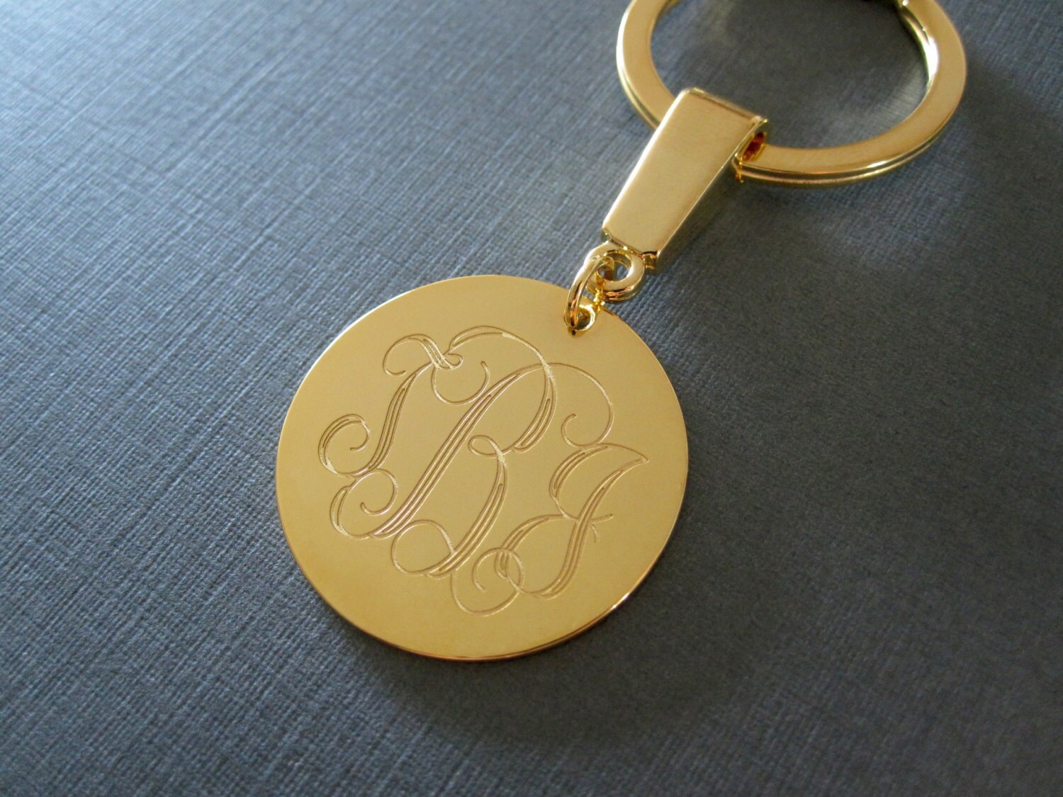 Personalized Gold Laser Engraved Monogram Keychain 4