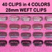 40 Weft Clips in 4 Colors - Snap Clips - Toupee Clips - Wig Clips - Extension Clips - Comb Clips - Wig Repair Clips
