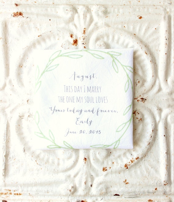 bride to groom / groom to bride handkerchief . this day I marry the one my soul loves hankie . wedding hanky