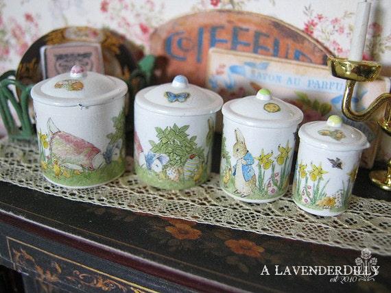 Peter Rabbit Easter Egg Hunt Kitchen Canisters by ALavenderDilly