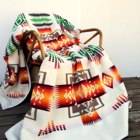 Pendleton Wool Blanket Chief Joseph Pattern on by GoldDustGoods