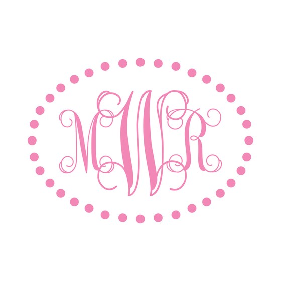 Oval Dotted Frame Vine Monogram Wall Decal by TheDecalGirl