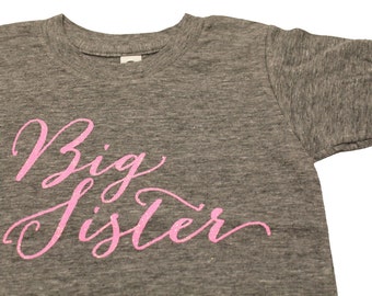 BIG sister shirt - real GLITTER and gorgeous calligraphy font