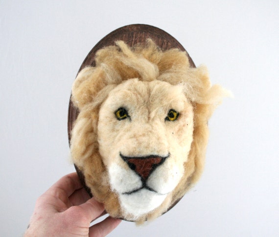 Wool Faux Taxidermy Lion (Panthera leo)