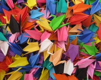 100 Multicolored Small Japanese Origami Crane Paper Crane Origami Paper Cranes folded crane folded bird