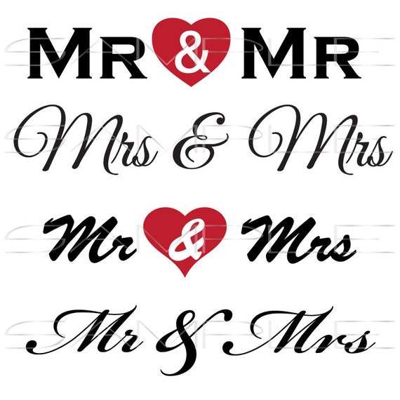 Download Wedding Card Mr and Mrs Combinations SVG cut file