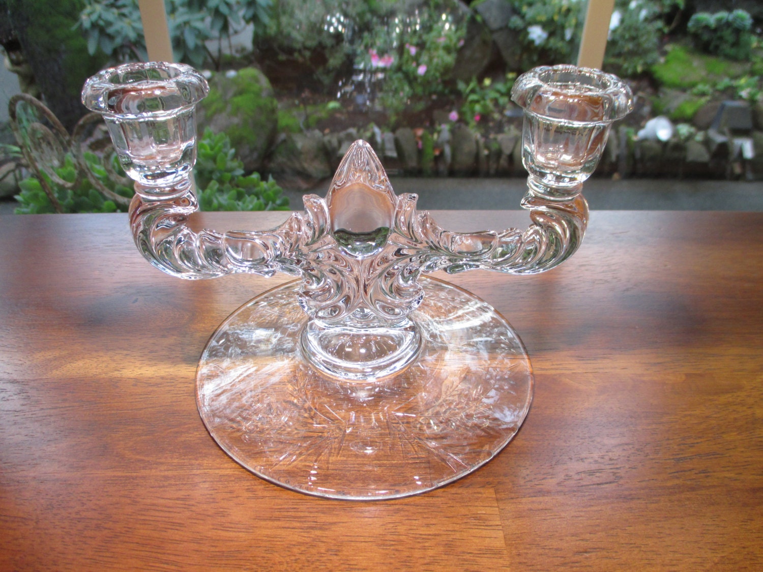 Vintage Princess House Crystal Double Branch Candlestick