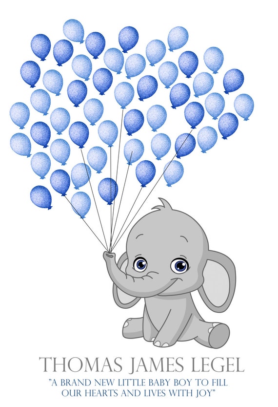 Elephant BABY SHOWER FINGERPRINT guest book balloon Stamp
