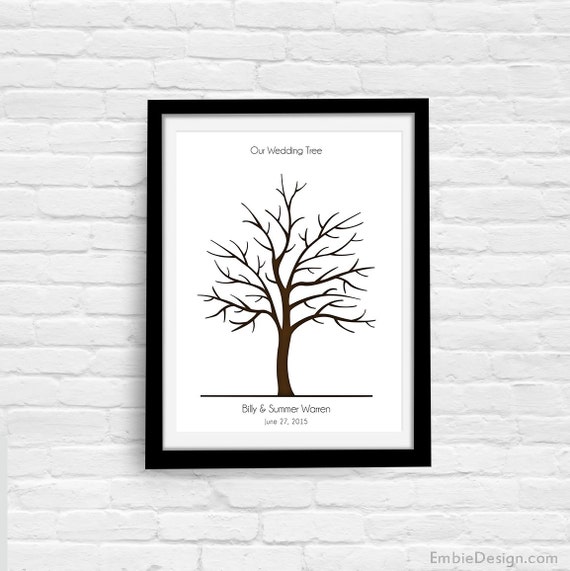 Wedding Tree Guest Book Finger Print Signature Tree Wall Art