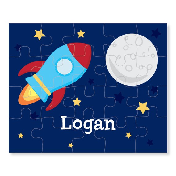 Spaceship Puzzle - Rocket Puzzle - Personalized Kids Puzzle - Children Puzzles - Personalized Name Puzzle - 8 x 10 puzzle, 20 pieces Il_570xn