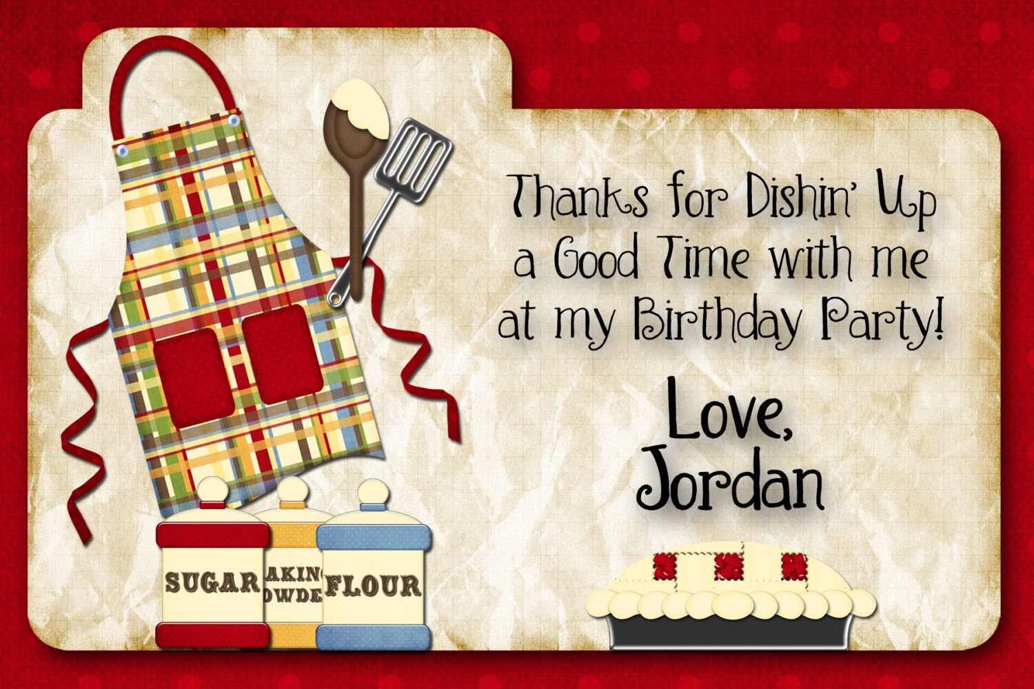 Cooking Party Thank you Card