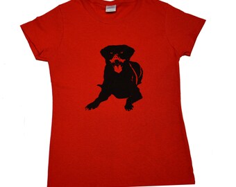 Black Labrador Screen Printed Women's T-Shirt S M L XL 2XL Black Lab Dog Shirt