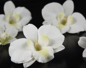 SIngle White Orchid hair pin clip piece