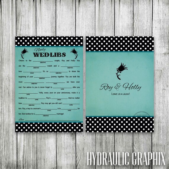 Wedlibs, Rockabilly Wedding Madlib Card, Printable Wedding Madlib, Guest Book Alternative, Reception Game, Welcome Bag Stuffer, Party Favor Il_570xn
