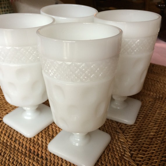 Milk Glass Vintage Footed Tumblers McKee by putnamandspeedwell