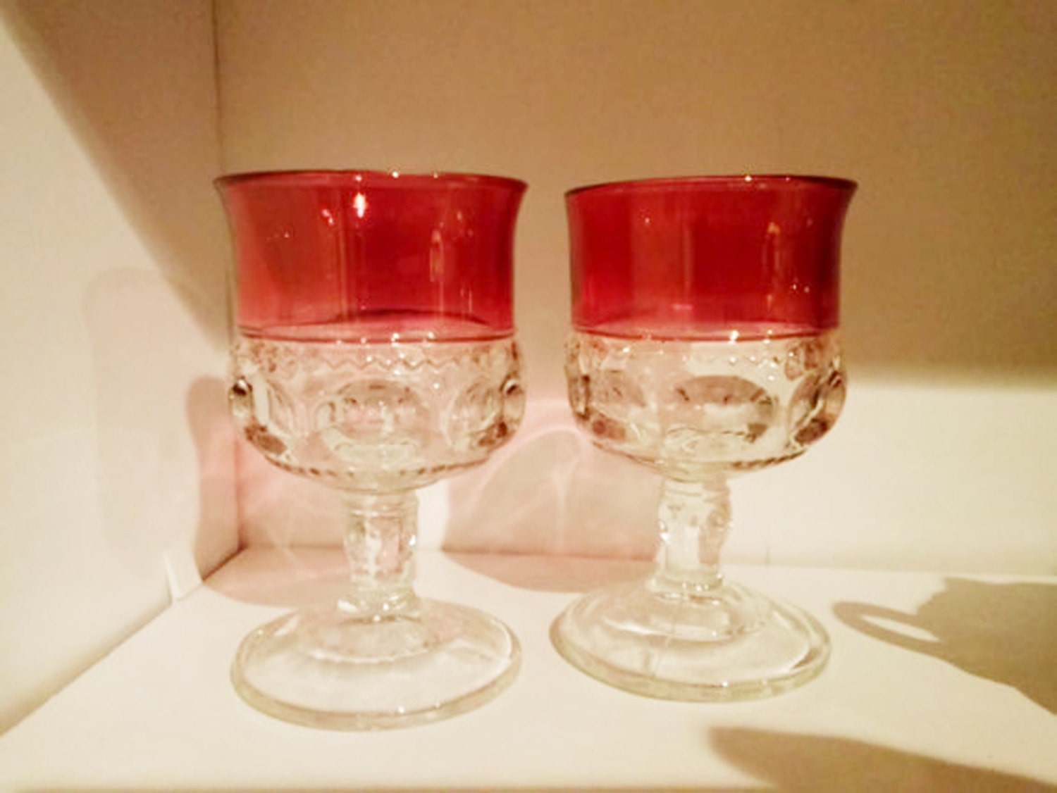Vintage Cranberry glass vintage glassware Flash by AbateArts