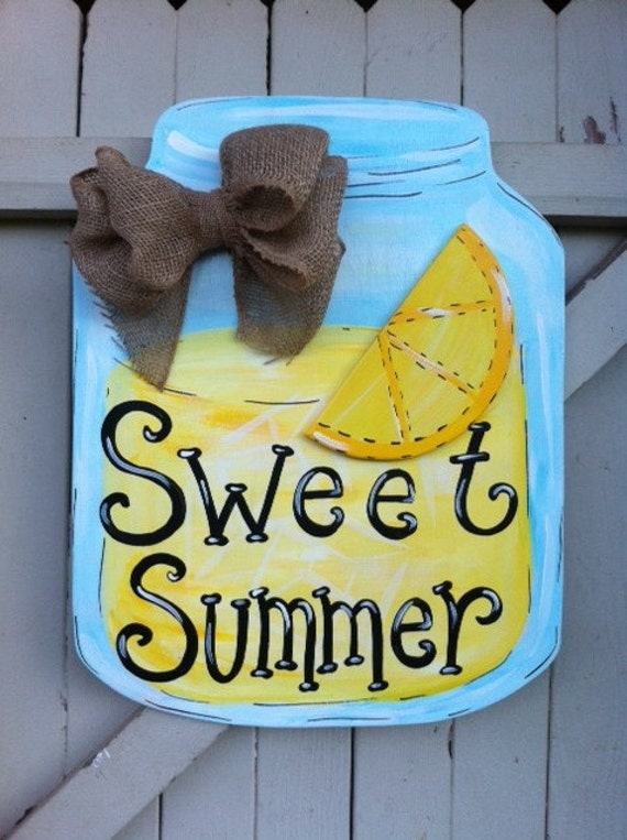 Items similar to Summer Lemonade Mason Jar Personalized Monogram Wooden