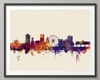 Brighton Skyline, Brighton England Cityscape Art Print (1693)