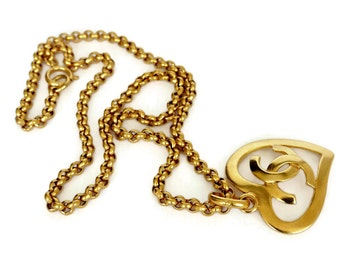 Vintage CHANEL Heart Logo Necklace
