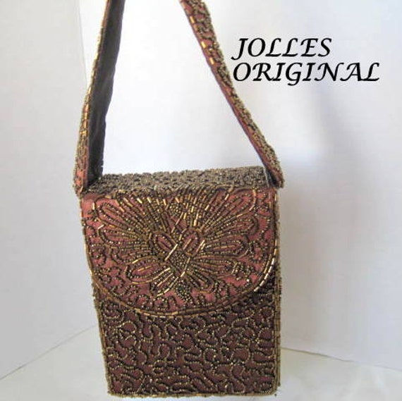 Beaded Evening Purse Copper Jolles Original Hand Beaded