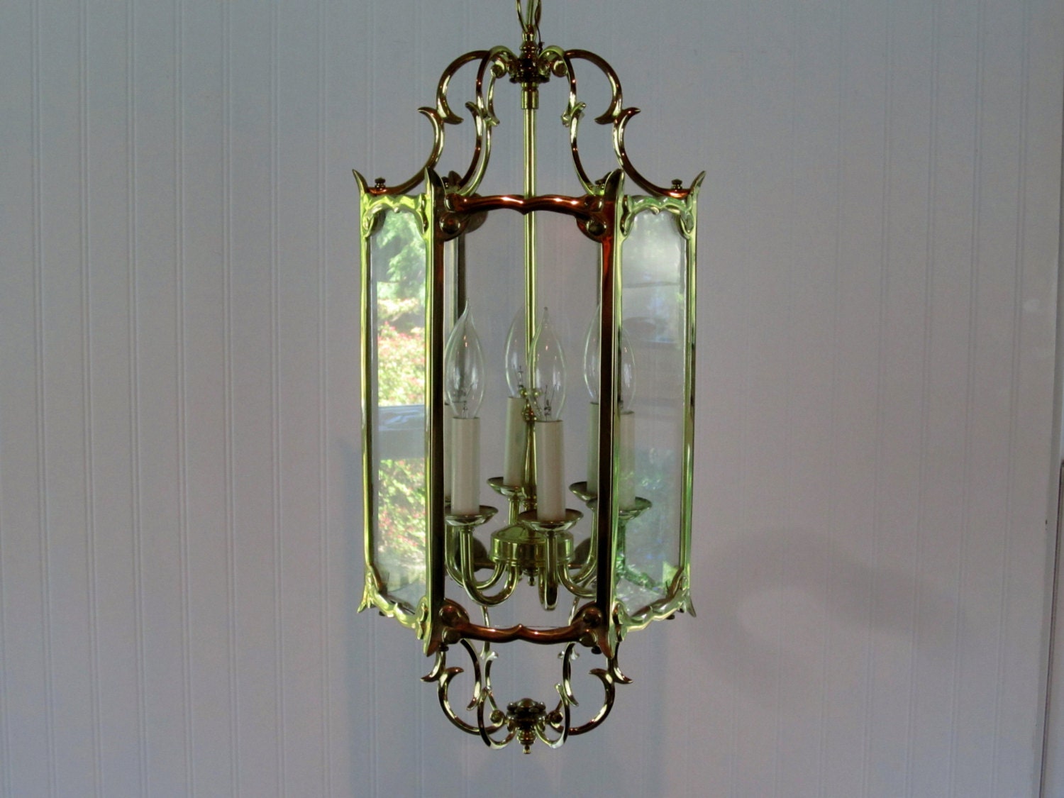 Vintage Solid Brass Hanging Foyer Light Fixture Hanging Lamp
