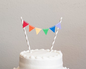 Rainbow Cake Topper, Pennant Cake Topper, Rainbow Baby Shower Topper, Rainbow Cake