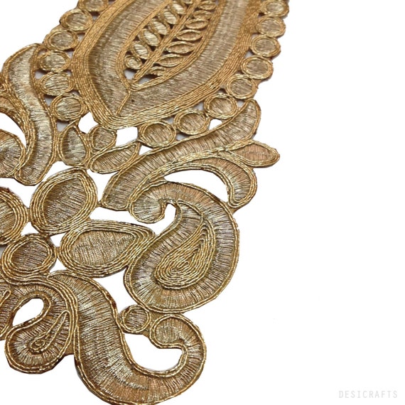 Bridal Wedding Dress Embellishment Gold Sew On Applique