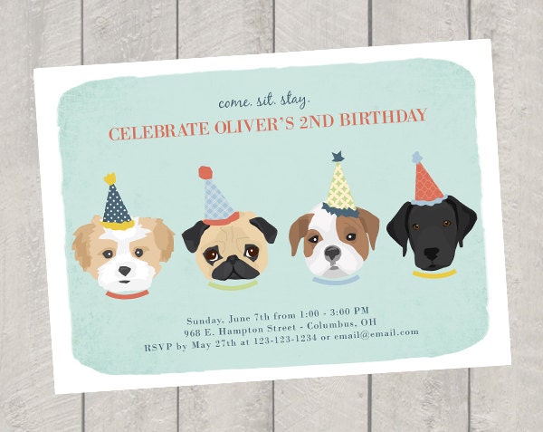 Dog Themed Birthday Party Invitations 2