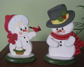 Snowmen, winter, shelf sitters, home decor, decoration, handpainted