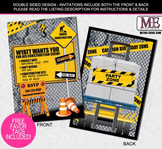 Construction Birthday Invitations, Construction Invitations, Construction Party, Construction Invites, Construction Party Invitation Il_570xn