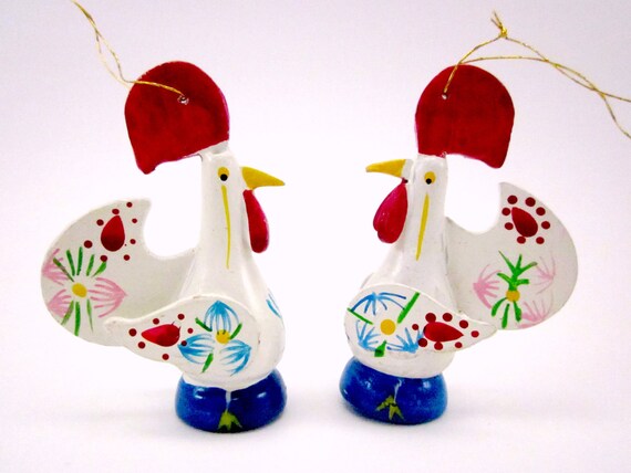 vintage wood rooster christmas ornaments by vintage wood rooster christmas ornaments by