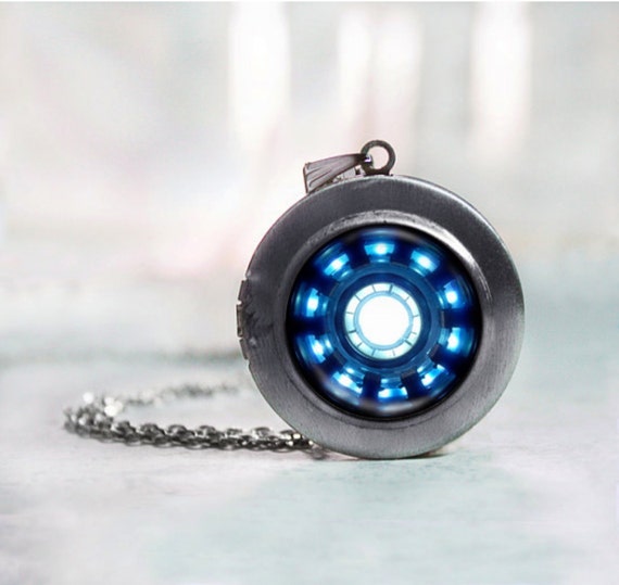 man suit iron etsy Heart Iron reactor Arc locket man necklace