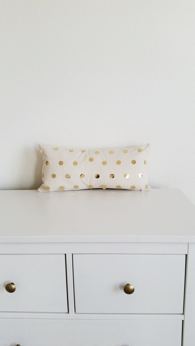 Gold Sequin Polka Dot Accent Pillow Cover 20x12 by TheDecorRoom