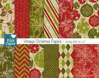 Texture Vintage Christmas Digital Papers - Scrapbooking Papers - card design, invitations, paper crafts, web design - INSTANT DOWNLOAD