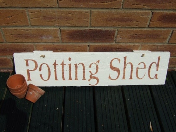 Reclaimed Wooden 'Potting Shed' Sign by SarahBenning on Etsy