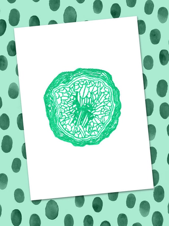 Items similar to Green Geode Original Illustration - Geode Line Art