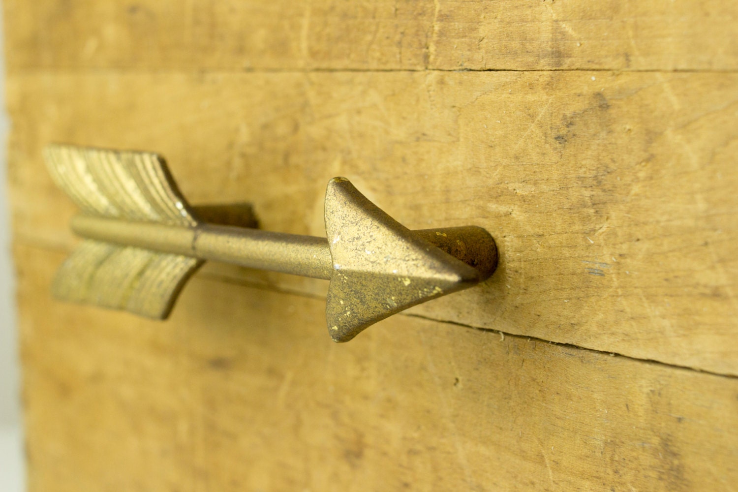 Large Gold Metal Arrow Drawer Pull Vintage Style Kitchen