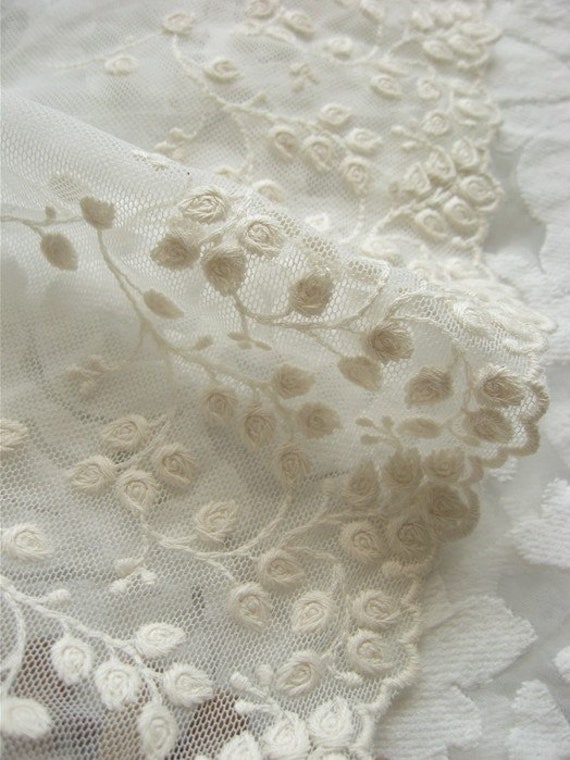 cream lace trim vintage style lace trim cotton embroidered